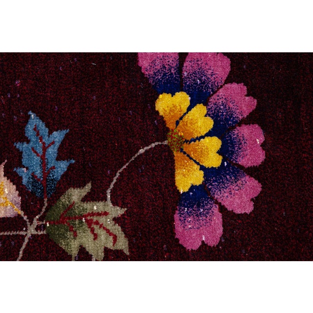 Antique 1920s Chinese Art Deco Wool Rug in Rich Ruby, Plum & Magenta 9x11 For Sale - Image 12 of 13