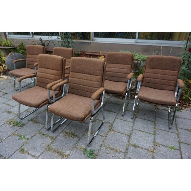 Brown Vintage Conference Chairs from Drabert, 1970s, Set of 6 For Sale - Image 8 of 18