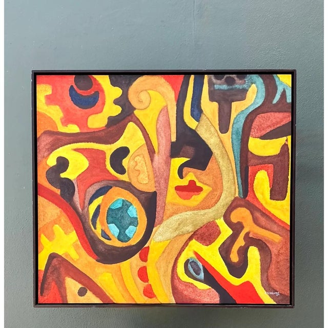 Vintage Original Abstract Oil on Canvas For Sale - Image 10 of 12