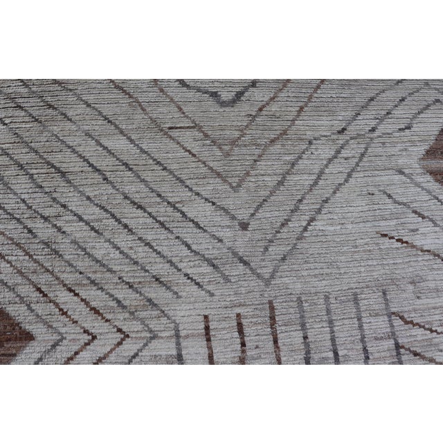 Brown Fine Modern Rug in White & Light Brown Tones With Abstract & Geometric Design 12'6 X 15'9 For Sale - Image 8 of 11