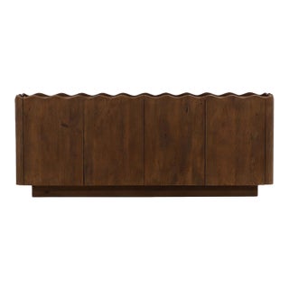 Modern Wave Edge Carved Credenza For Sale