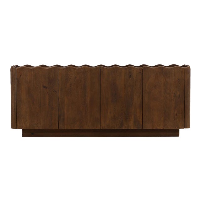 Modern Wave Edge Carved Credenza For Sale