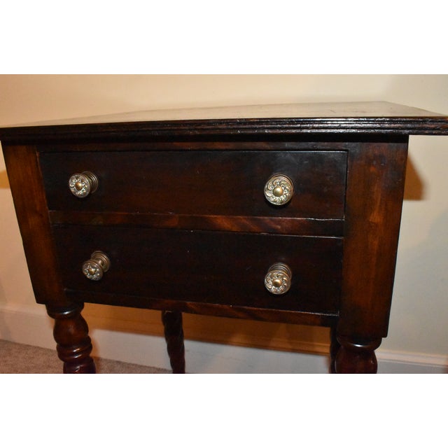 19th Century American Late Sheraton Two Drawer Night Stand For Sale - Image 4 of 9