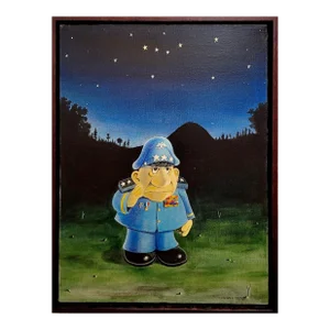 Michael Bedard -Melancholic 3-Star General Under the Stars-Oil Painting