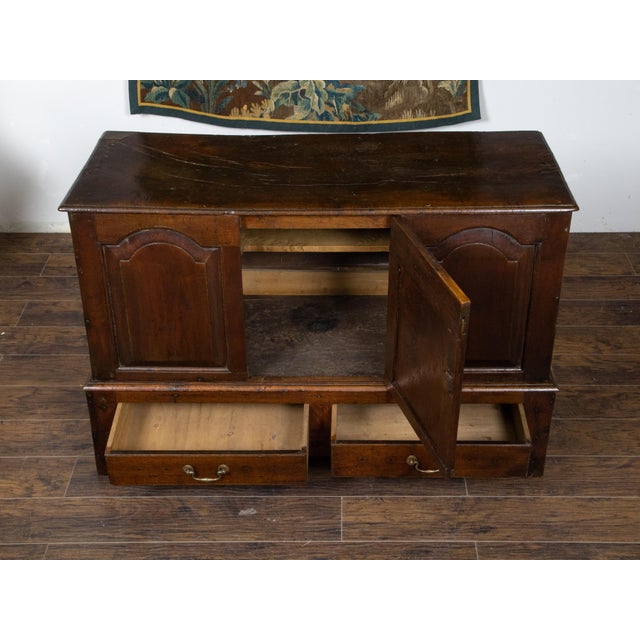 English Georgian Period 18th Century Oak Buffet with Carved Arching Doors For Sale - Image 12 of 12