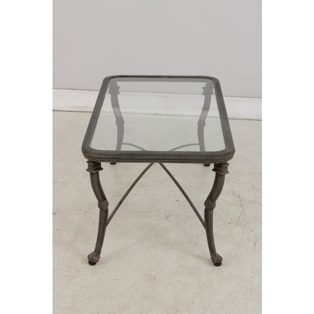 Outdoor Cast Aluminum Glass Top Patio Cocktail Table For Sale - Image 4 of 14