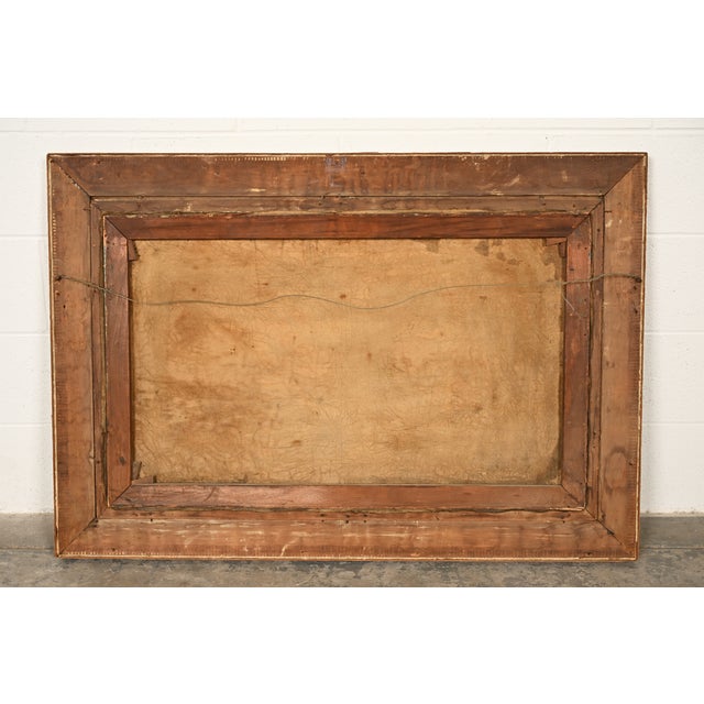 Allan Rutherford Wilber Original Artist Signed "River Walk" Oil Painting on Canvas in Carved Giltwood Frame For Sale - Image 13 of 14