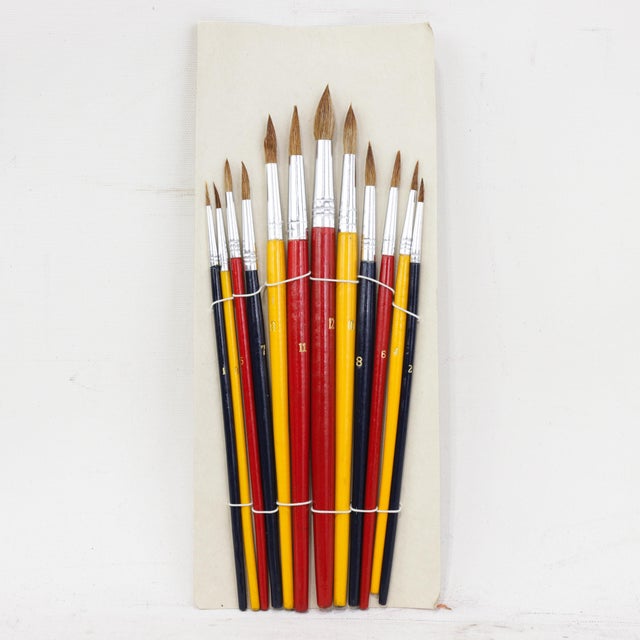 Professional 12-Piece Fine Detail Artist Paint Brush Set For Sale - Image 9 of 9