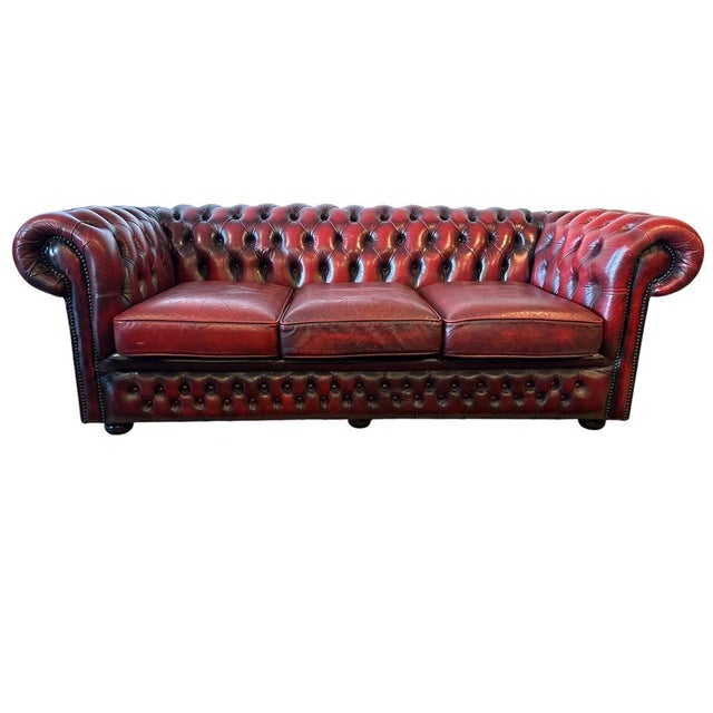 Leather Chesterfield Sofa and Armchairs, Set of 3 For Sale - Image 6 of 9