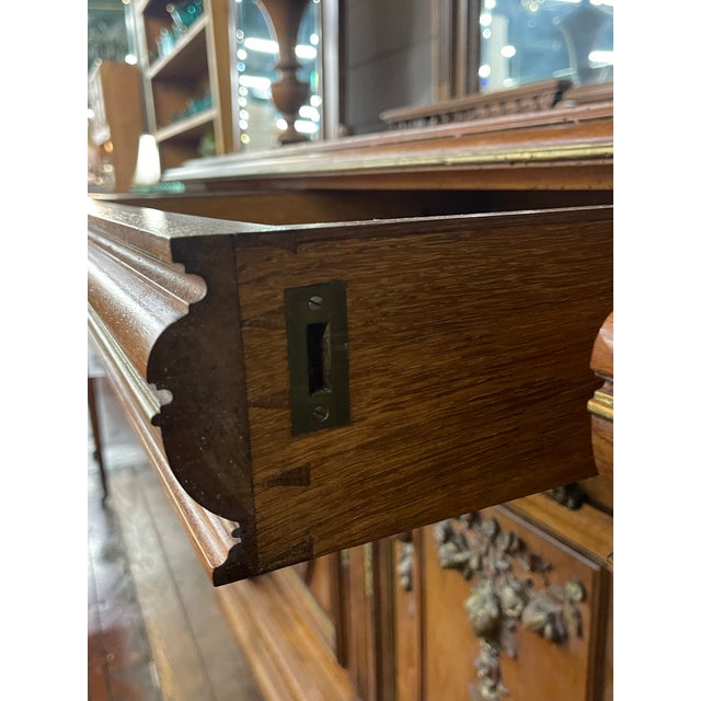 Antique French Renaissance Revival Walnut Sideboard Credenza W/ Hutch For Sale In Los Angeles - Image 6 of 9