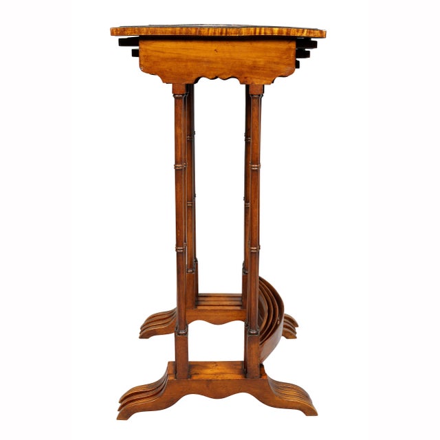 Late 19th Century Edwardian Satinwood and Amboyna Quartetto Tables - Set of 4 For Sale - Image 9 of 11