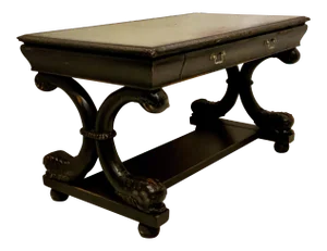 Antique English Ebonized Carved Desk