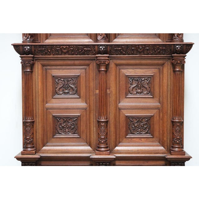 Brown Large 19th Century Dutch Renaissance Revival Cabinet in Walnut & Oak, 1890s For Sale - Image 8 of 18