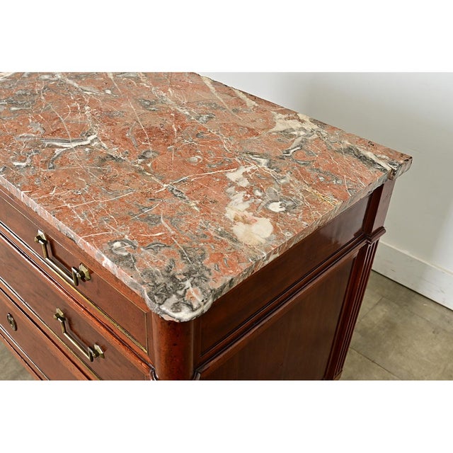 Brown French 19th Century Louis XVI Style Marble-Top Commode For Sale - Image 8 of 13