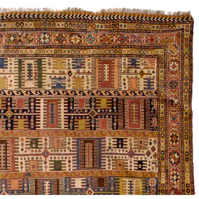 Persian Antique Persian Qashqai Wool Foundation Rug 6’0" X 7’1” For Sale - Image 3 of 6