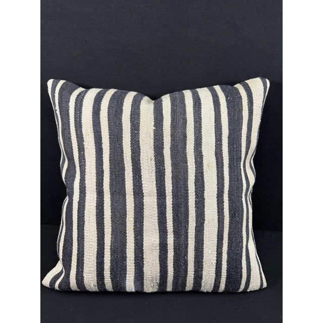 Turkish Hemp Pillow Cushion Natural Beige Black Pillow Cushion Cover 24x24 For Sale - Image 4 of 4