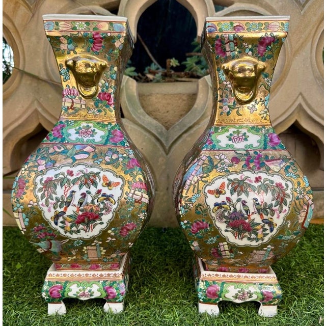A dramatic and elegant pair, ideal for traditional, Hollywood Regency, Chinoiserie, or maximalist interiors. Pair of...