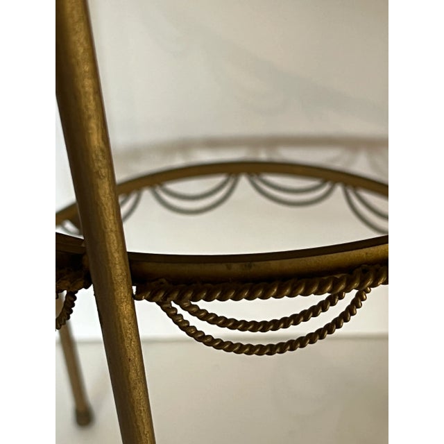 Hollywood Regency Three Tiered Brass Shelf Serving Table For Sale - Image 4 of 8