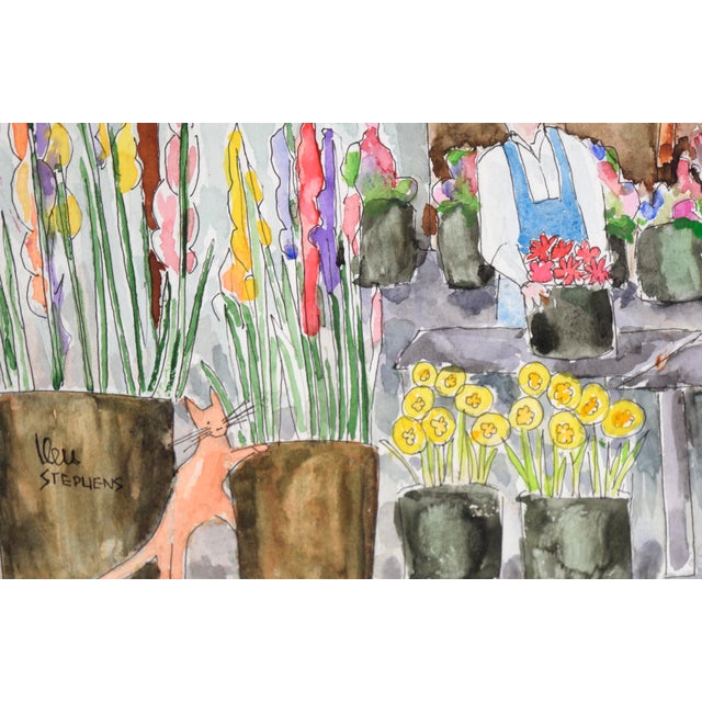 2000 - 2009 Flower Market Watercolor by Ken L. Stephens For Sale - Image 5 of 8