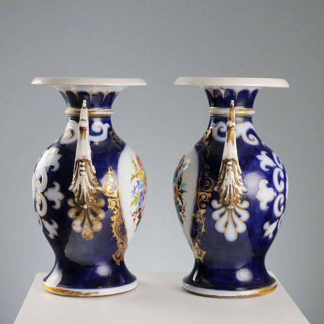 Cobalt Blue Porcelain Vases, Set of 2 For Sale - Image 6 of 11