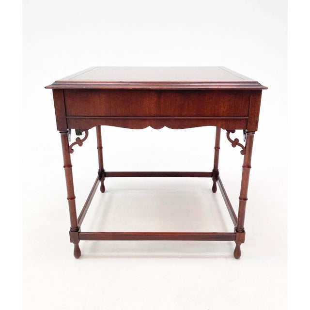 Wood Late 20th Century George III Style Mahogany Single-Drawer Table With Brass Pull by Hekman For Sale - Image 7 of 12