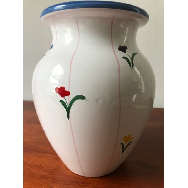 Ceramic Hand Painted Vintage Pottery Flower Vase From Italy For Sale - Image 7 of 8