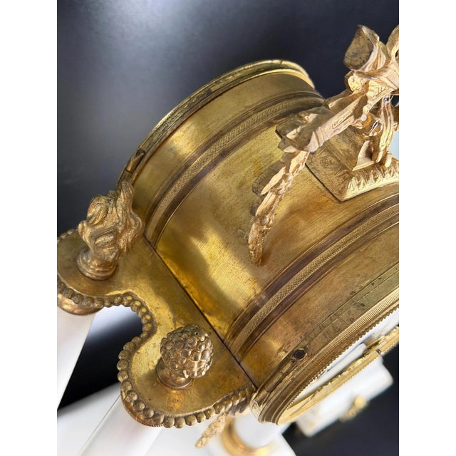Antique French Mantel Clock Set in Gilt Bronze, 1800s, Set of 3 For Sale - Image 15 of 18