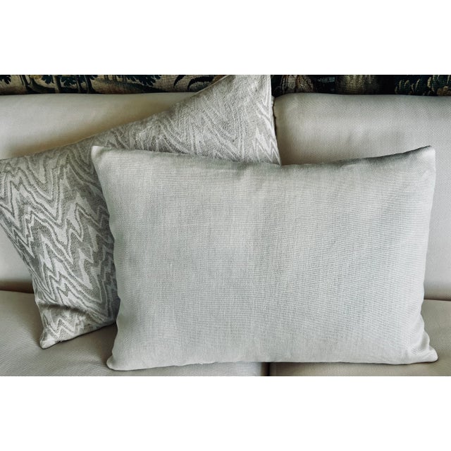 Traditional Pair Vintage Belgian Linen Oblong Pillows/Cushions With a Flame Stitch Pattern For Sale - Image 3 of 9