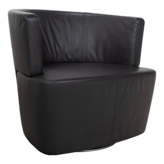 Ishino Swivel Lounge Chair in Anthracite Leather from Walter Knoll / Wilhelm Knoll For Sale