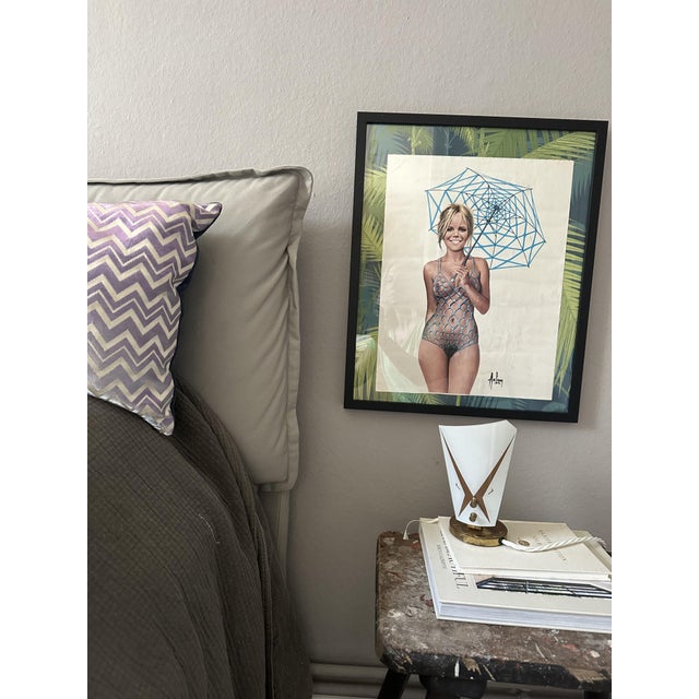 Mid-Century Italian Table Lamp with Glass Shade and Brass Finish For Sale - Image 10 of 15