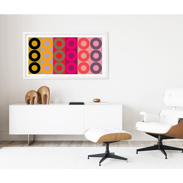 "Color Harmony No. 2" by Liz Roache (Black, Green, Yellow, Red, Pink, Magenta, Beige, Coral and Gray) This Modern, Mid...