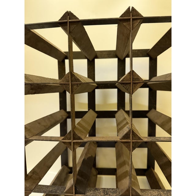 Mid 20th Century Vintage Industrial Wood & Galvanized Iron 12-Bottle Wine Rack For Sale - Image 5 of 10