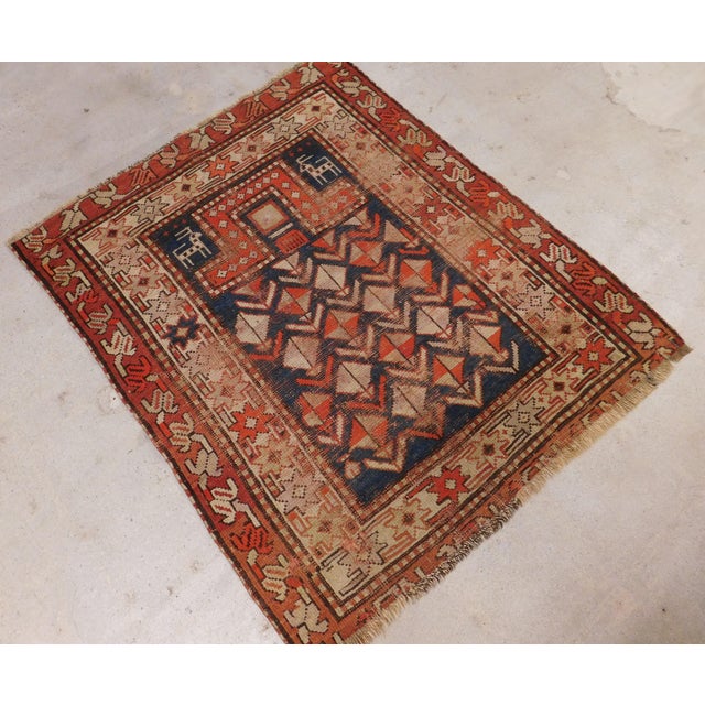 Boho Chic Antique Caucasian Rug. 3'3"x 3'9" For Sale - Image 3 of 18