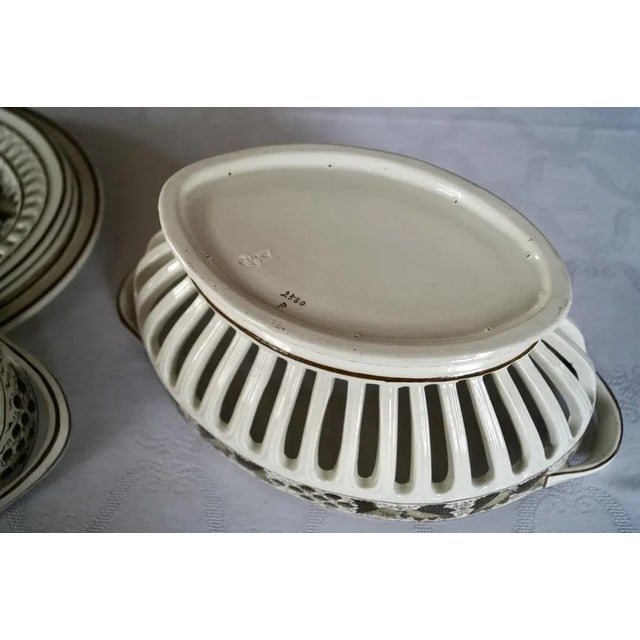 Three Beautiful Rare Antique Copeland Spode Creamware Baskets with Underplate ca 1800- Set of 3 antique Copeland Spode...