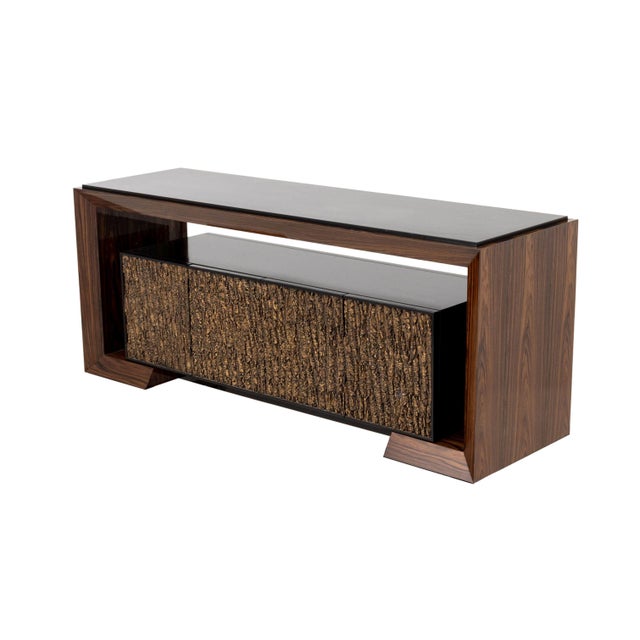 Late 20th Century Late 20th Century Contemporary Mahogany Waterfall Credenza For Sale - Image 5 of 8