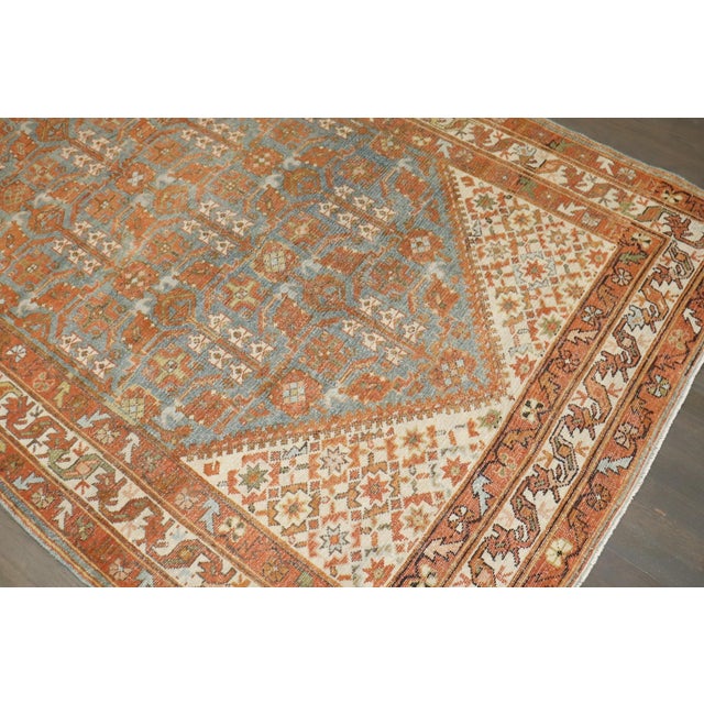 Early 20th Century Malayer Orange Blue Corridor Rug - 5'2" x 17'2" For Sale - Image 9 of 11