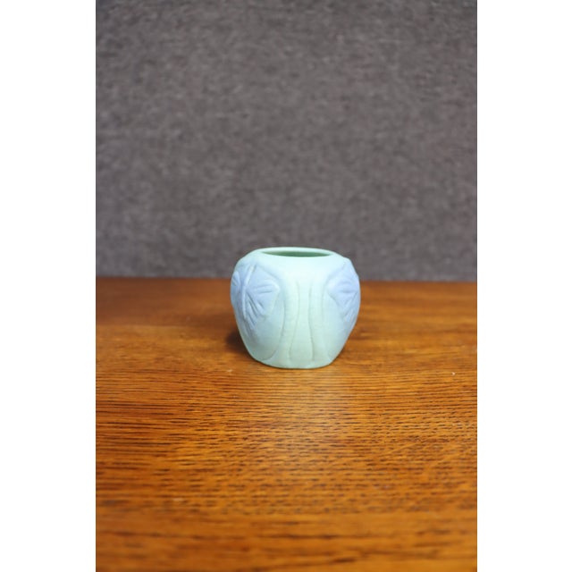 Ceramic Van Briggle Butterfly Vase, Ming Blue Matte Glaze For Sale - Image 7 of 9