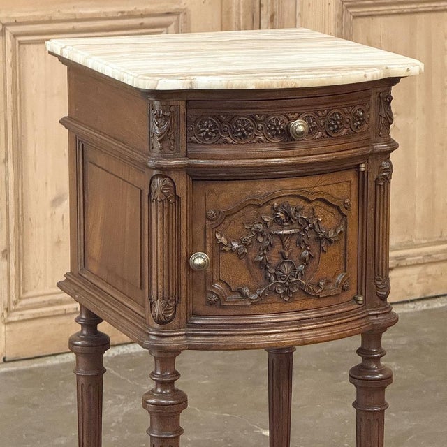 Wood 19th Century French Louis XVI Walnut Nightstand For Sale - Image 7 of 16