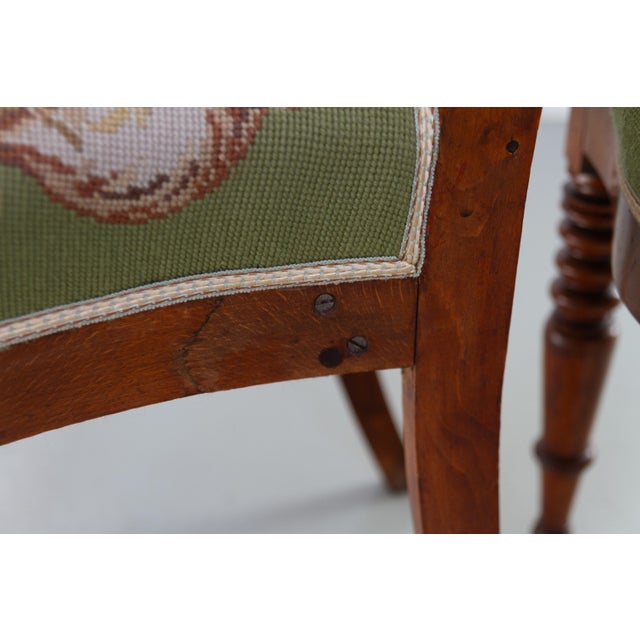 Danish Art Nouveau Chairs with Floral Needlepoint Seats, 1900s, Set of 2 For Sale - Image 17 of 18