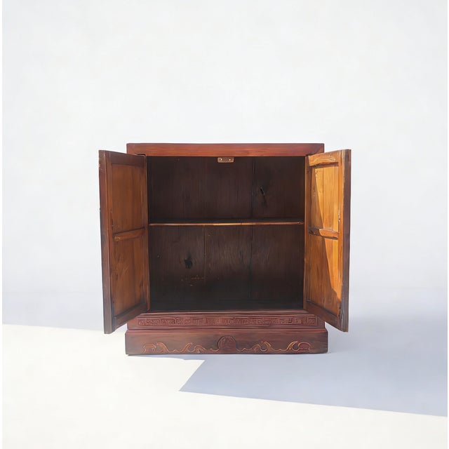 Antique Square Corner Elm Storage Cabinet For Sale - Image 12 of 13