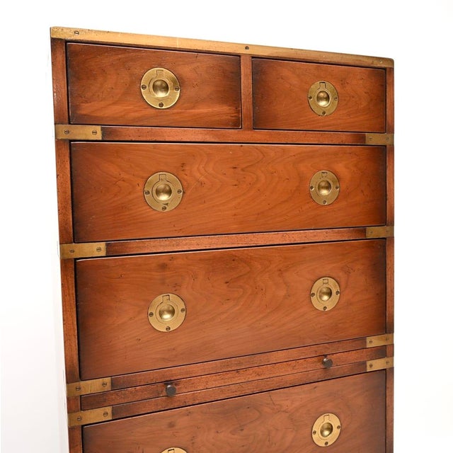 Brown Yew Wood Military Campaign Chest of Drawers, 1950 For Sale - Image 8 of 11