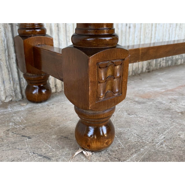 20th Century Spanish Tuscan Console Table With Two Drawers and Turned Legs For Sale - Image 12 of 13