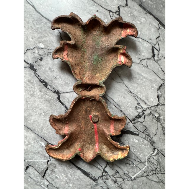 Antique Cast Iron Architectural Fragment in Red Paint For Sale - Image 4 of 5