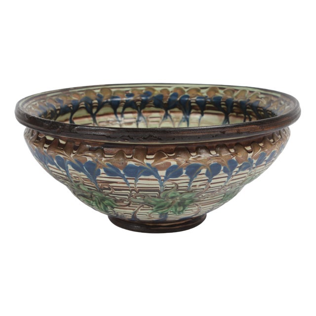 Large Danish Bowl with Floral Motif by Jens Thirslund, 1930s For Sale