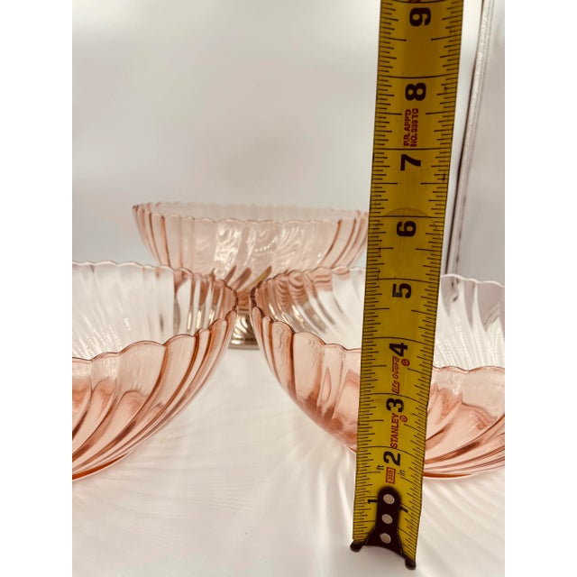 Pink Vintage French Pink Glass Bowls- Set of 3 For Sale - Image 8 of 13