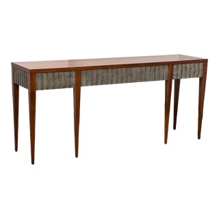 1990's John Black for Baker Furniture Silver Leaf Fluted Long Console For Sale