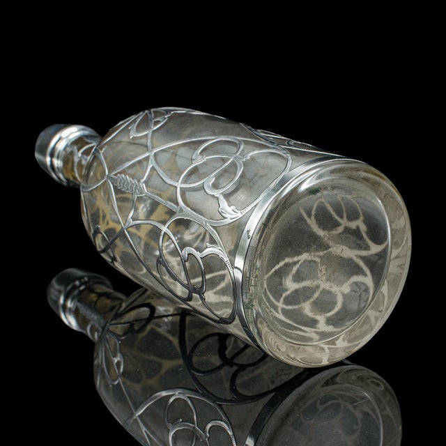 Antique Sherry Decanter, English, Glass, Silver Plate, Spirit Bottle, Edwardian For Sale - Image 9 of 12