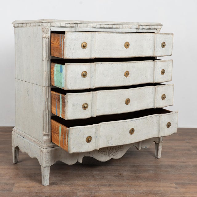 18th Century Danish Rococo Large White Chest of Four Drawers 18th-century large chest of four drawers constructed of oak...
