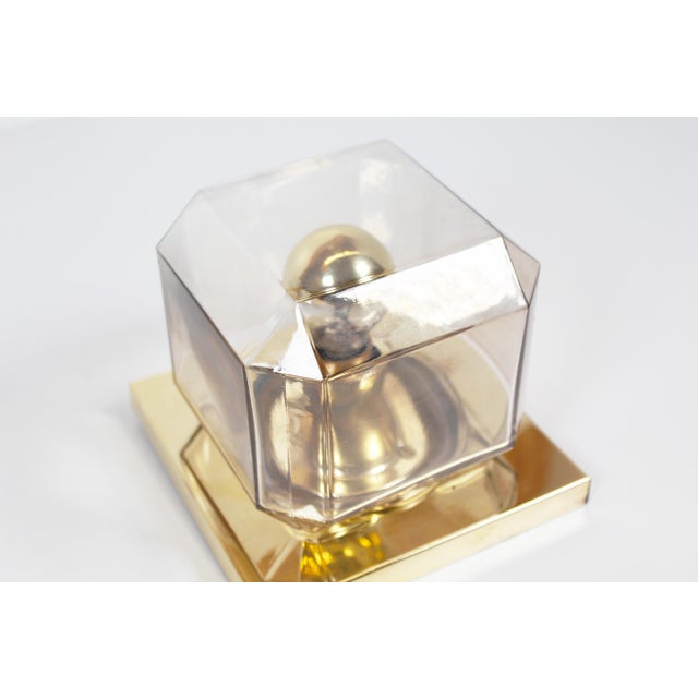 Vintage Glass and Brass Wall Lamps from Glashütte Limburg, 1970s, Set of 2 For Sale - Image 6 of 9