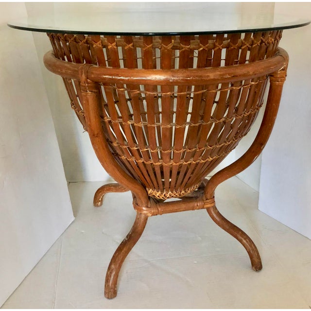 Vintage Bamboo Base Round Side Table Chairish